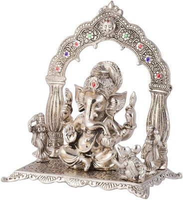 Lavanaya Silver Ganpati Idol for Car Dashboard | Lord Ganesha Statues Ganesh Ganpati Beautiful Car Dashboard Idol Figurine Showpiece Sculpture Hindu Good Luck God Idol Decorative Showpiece  -  3 cm(Aluminium, Silver)