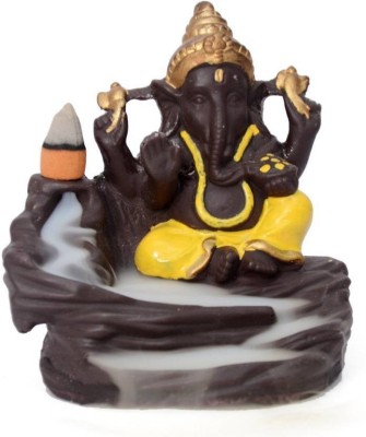 The Craftsman Ganesha Smoke Fountain Incense Holder Decorative Showpiece with 10 Smoke Backflow Scented Incenses Cone, (Red) Decorative Showpiece  -  10 cm(Polyresin, Brown)