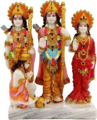 krishnagallery1 Clr Ram darbar Statue Murti Marble Finish Ram Darbar , Hanuman ji Murti , Decorative Showpiece  -  20 cm
