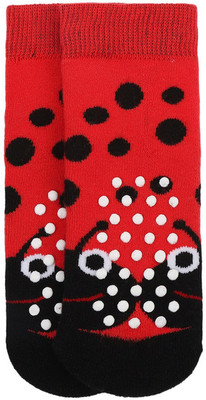 Soxytoes Lady Bug Cotton Crew Length Red Kids Socks-Age (0-2 Years) Boys & Girls Printed Mid-Calf/Crew