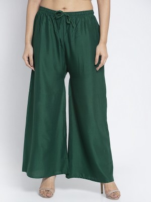 Bamboo Breeze Flared Women Green Trousers