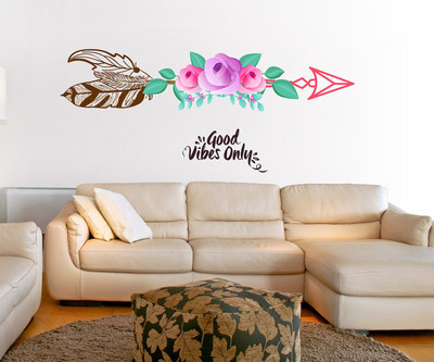CEZZC 100 cm Good Vibes Only | Wall Stickers | PVC Vinyl | Non-Reusable Sticker | Self Adhesive Sticker(Pack of 1)