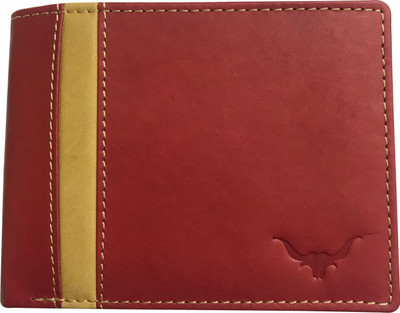 cadrohides Men Red Genuine Leather Wallet(5 Card Slots)