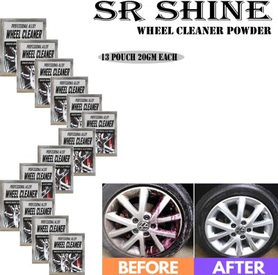 S R SHINE S Alloy Wheel Cleaner renews shine and sparkle metals by removing surface rust, stains, oxidation, water spots, Car Care/Car Accessories/Automotive Product pack of 13 pouch (20gm) each 260 g Wheel Tire Cleaner(Pack of 13)