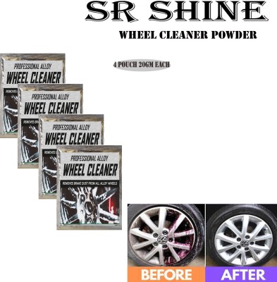 S R SHINE S Alloy Wheel Cleaner renews shine and sparkle metals by removing surface rust, stains, oxidation, water spots, Car Care/Car Accessories/Automotive Product pack of 4 pouch (20gm) each 80 g Wheel Tire Cleaner(Pack of 4)