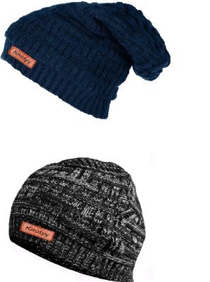 Knotyy Solid Beanie Cap(Pack of 2)