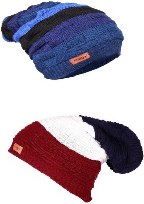 Knotyy Striped Beanie Cap(Pack of 2)