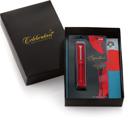 Celebration 2021 Special Moments Diary Giftset with Cello Signature Indulge Ball Pen - A5 Diary Ruled 330 Pages(Red, Pack of 2)
