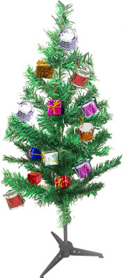 AMFIN Pine 60.96 cm (2.0 ft) Artificial Christmas Tree(Green, Gold)