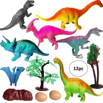 Mallexo Realistic Dinosaur Toy Set for Kids Play Safely Jurassic World Toy Set of 12PCS Dinosaur Toy for Kids Multi-Colored Animal Action Figure ( dianasour Action Figure- Animal Toys for Kids )(Multicolor)