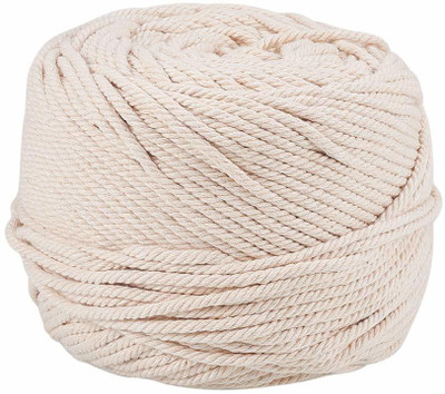 vmps Macrame Thread 200 Mtrs 3mm With FREE 1 Wooden Ring and 4 Wooden Beads for Macrame DIY and School Projects.
