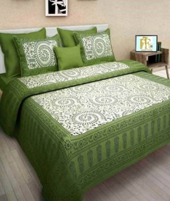 SHREESHYAM 150 TC Cotton Queen Solid Flat Bedsheet(Pack of 1, Green)