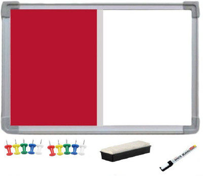 TIYA COLLECTION Non Magnetic Non magnetic Melamine Medium Whiteboards and Duster Combos(Red)