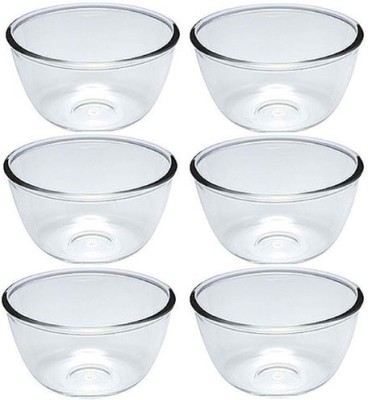 Lucky Borosilicate Glass Serving Bowl Thailand Small Glass Chef's Bowl 180 ml Food Serveware ,Dessert Bowl and serving Bowl(Pack of 6, Clear)