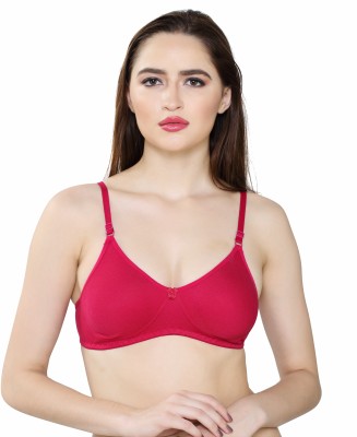 Evolove Bralette T-Shirt Bra 34B Size Number Women Everyday Non Padded Bra(Red)