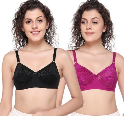 Salsa Women Full Coverage Non Padded Bra(Black, Purple)