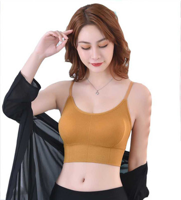 SAWKU Women Cami Bra Lightly Padded Bra(Yellow)
