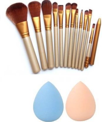 maliao Naked3 Makeup Brush Set Of 12 + 2 Pcs Menow Beauty Blender(Pack of 14)
