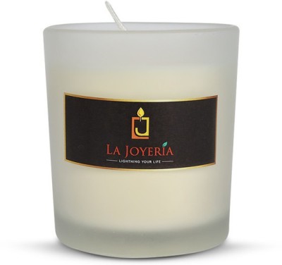 LA JOYERIA White Rime Pure Soy Wax Candle in Bitter Orange & Cinnamon Aroma with A Glass Jar ! 30 Hours Burning Time Ideal for Gift Candlelight Dinner and Home Decoration Candle(White, Pack of 1)