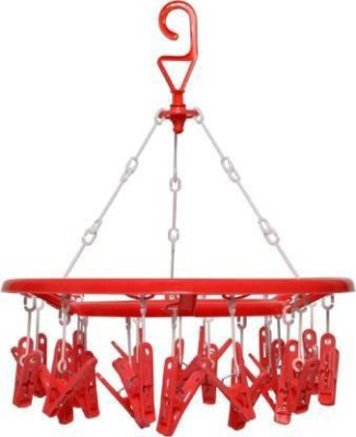 IndoWare plastic 32 CLIPS PEG HANGING DRYER BEST FOR SMALL INNER GARMENTS AND INFANT/BABY CLOTHES Scarf Organizer Plastic Cloth Clips(Red)