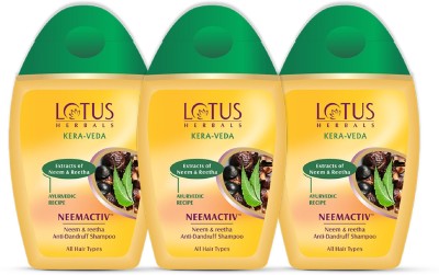LOTUS HERBALS Kera-Veda Neemactiv Anti-Dandruff Shampoo ( 150ml * 3 ) ( Pack Of 3 )(450 ml)