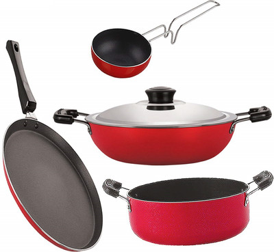 NIRLON Non-Stick Coated Cookware Set(PTFE (Non-stick), Aluminium, 4 - Piece)