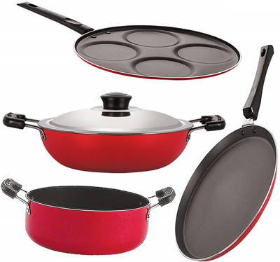 NIRLON FT12_DKD(J)_UP7_CS24 Non-Stick Coated Cookware Set(PTFE (Non-stick), Aluminium, 4 - Piece)