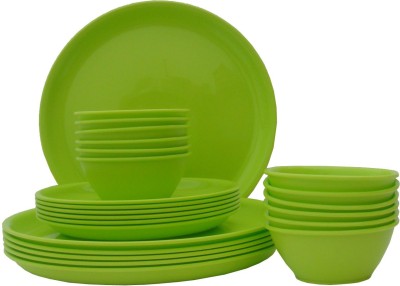 Incrizma Pack of 24 PP (Polypropylene) Dinner Set(Green, Microwave Safe)