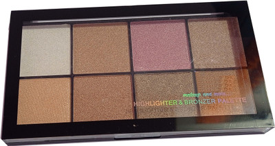 ADJD 8 SHIMMER & SHINY COLORS HIGHLIGHTER & BRONZER PALETTE Highlighter(MULTI SHIMMERY SHADES)