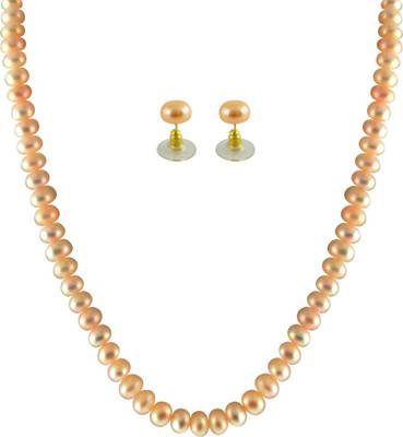 Sri Jagdamba Pearls Mother of Pearl Gold-plated White Jewellery Set(Pack of 1)