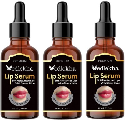 Vedlekha Premium Advanced Pink Lip Serum Oil For Strawberry Flavour ,Lip Shine, Glossy, Soft With Moisturizer For Men & Women-30ML-Packof-3-Bottle-(90 ml)