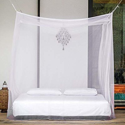 Pari Cotton Adults Washable King Size Mosquito Net for Baby | Bedroom Mosquito Net | Garden Mosquito Net | Poly Cotton Mosquito Net (White, 8 * 8 FT) Mosquito Net(White, Bed Box)