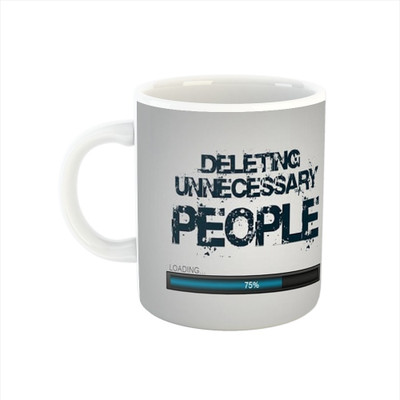 Ser Ak Coffee With Deleting Unnecessory People Design Ceramic Coffee Mug(325 ml)