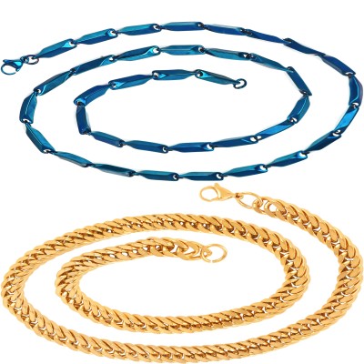 Thrillz Stylish Modern Golden Neck Chain Combos Pack of 2 Stainless Steel Chain