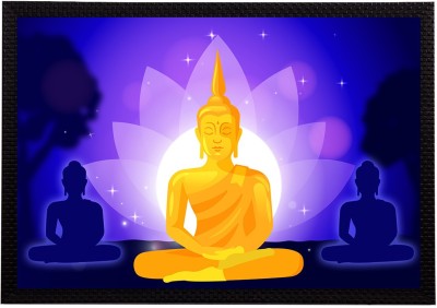 eCraftIndia Meditating Lord Buddha Satin Matt Texture UV Art Ink 10 inch x 14 inch Painting(With Frame)