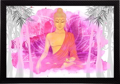 eCraftIndia Meditating Lord Buddha Satin Matt Texture UV Art Ink 14 inch x 20 inch Painting(With Frame)