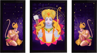 eCraftIndia Set of 3 Lord Ram Satin Matt Textured UV Art Ink 14 inch x 30 inch Painting(With Frame, Pack of 3)