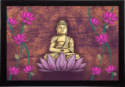 eCraftIndia Meditating Lord Buddha Satin Matt Texture UV Art Ink 14 inch x 20 inch Painting(With Frame)