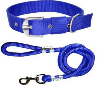 Smart Doggie Combo of Adjustable Dog Collar and Leash for Heavy Dogs of All Breed Length 150 cm Dog Chain Leash(Blue)