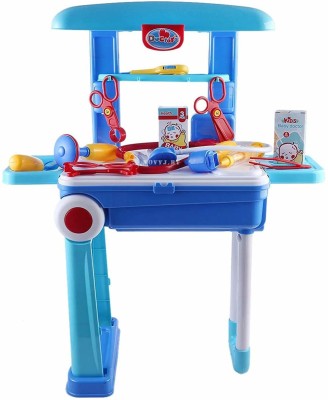 DIKUJI ENTERPRISE Children's Play Toys Twist Trolley Case Workbench 2 in 1 Doctor Set Trolly Toy for Kids,