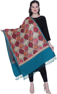 Kashmiri queen Wool Embroidered Women Shawl(Multicolor)