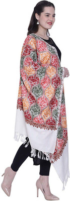 Royal-E-Kashmir Wool Embroidered Women Shawl(Multicolor)