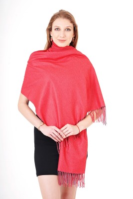 MUFFLY Wool Solid Women Shawl(Red)