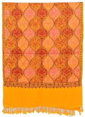 PASHTUSHS Acrylic, Wool Self Design Women Shawl(Yellow)