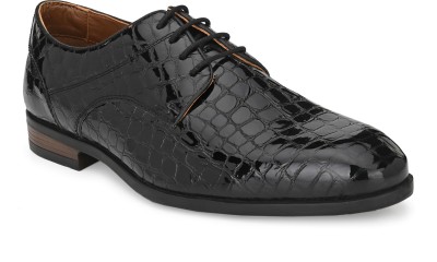Tan Toe Patent Leather Lace Up Formal Shoe (Toe_1_Bl_8) For Men(Black)