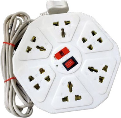 BHATNAGAR 8 SOCKET PLUS ONE SWITCH EXTENSION BOARD WITH ONE LED INDICATOR & 6AMP 8  Socket Extension Boards(White, 2.6 m)