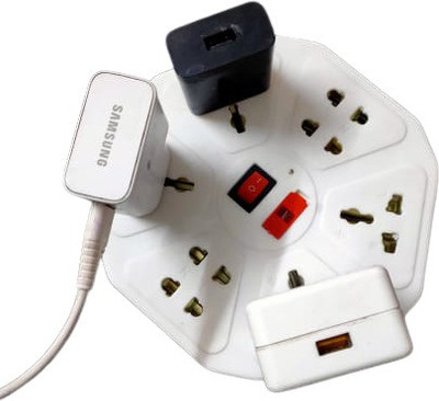 MSNL 3 meter hexagon inox 8 socket plus one switch extension board 8  Socket Extension Boards(White, 3 m)
