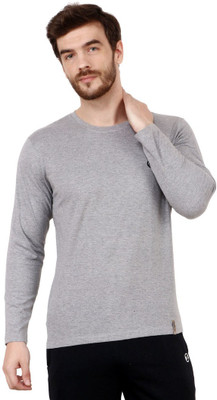 SHELLOCKS Self Design Men Round Neck Grey T-Shirt