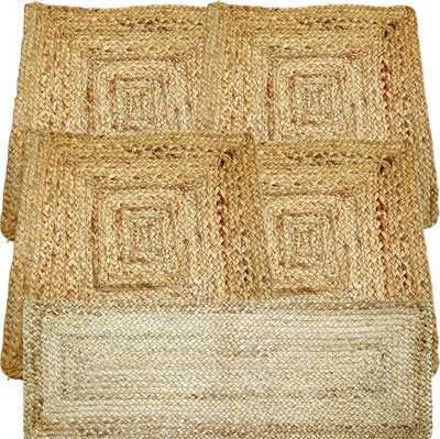 pepme Square Pack of 5 Table Placemat(Beige, Jute)