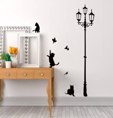 WALLSTICK 150 cm Lamp with Funny Cats Removable Sticker(Pack of 1)